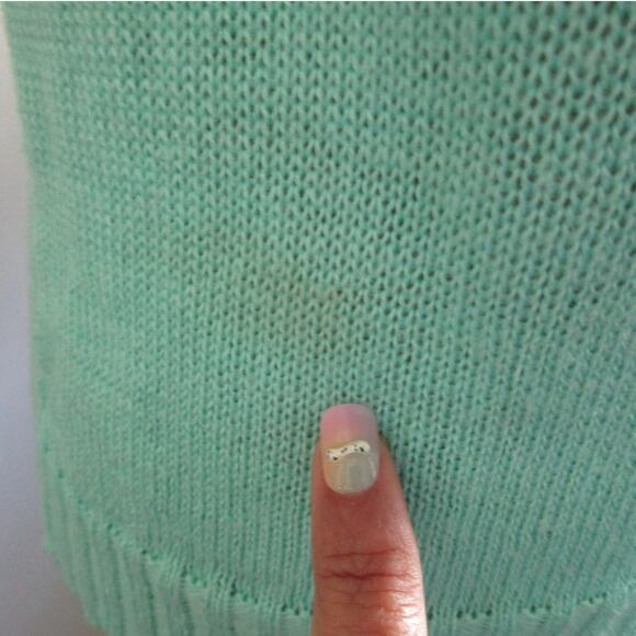 80s/90s Vintage Ms Today Mint Green Pointelle Cardigan Sweater Set Size 2 Pastel - Picture 14 of 16